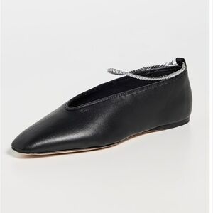 Loeffler Randall Crystal Emery Black Leather Ballet Flats